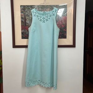 J. Crew Tiffany blue polyester dress with islet cuts